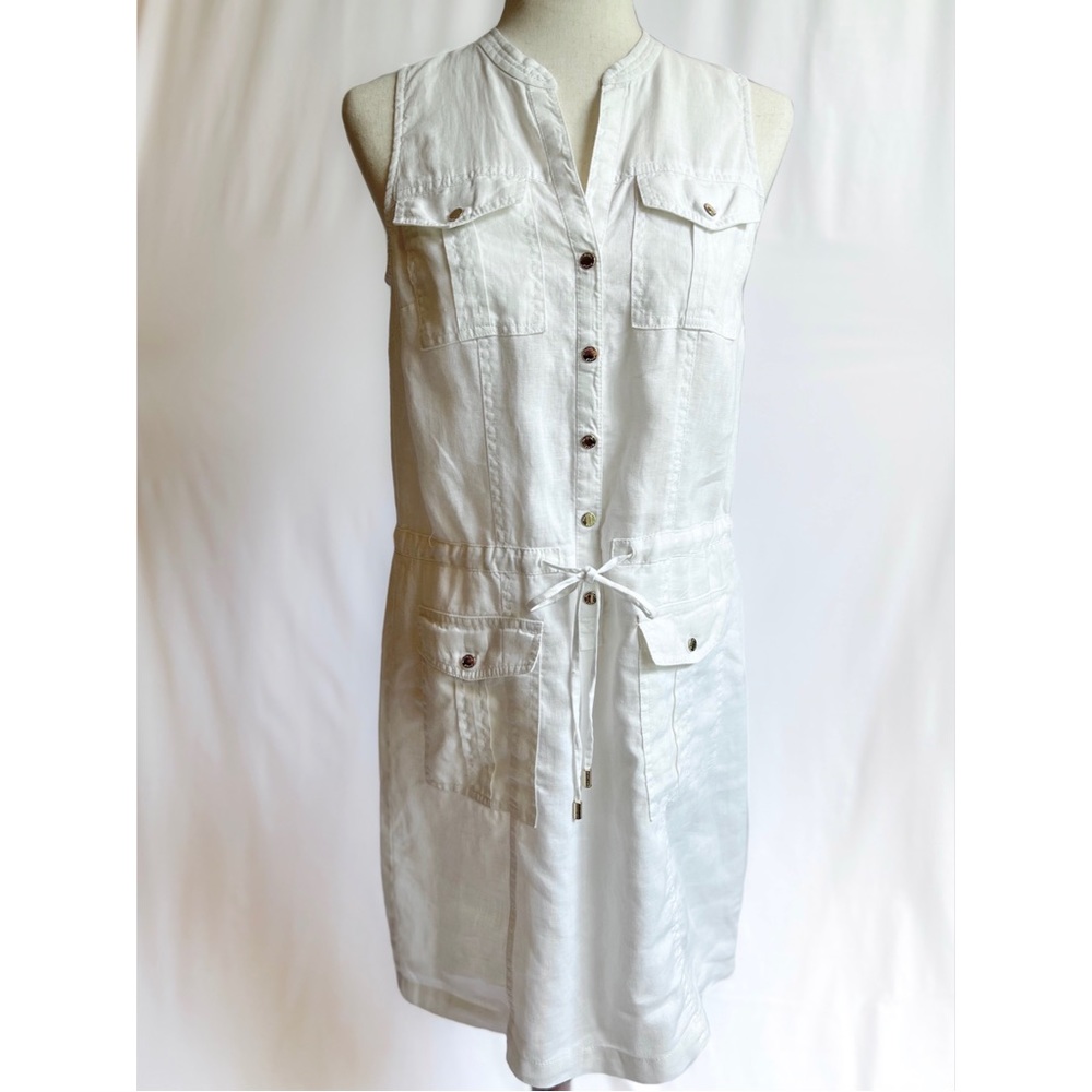 Michael Kors Small White Linen Sleeveless Dress